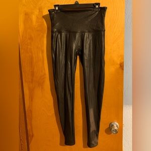 SPANX brand Faux Leather Leggings. Size XL. Shaping waistband.